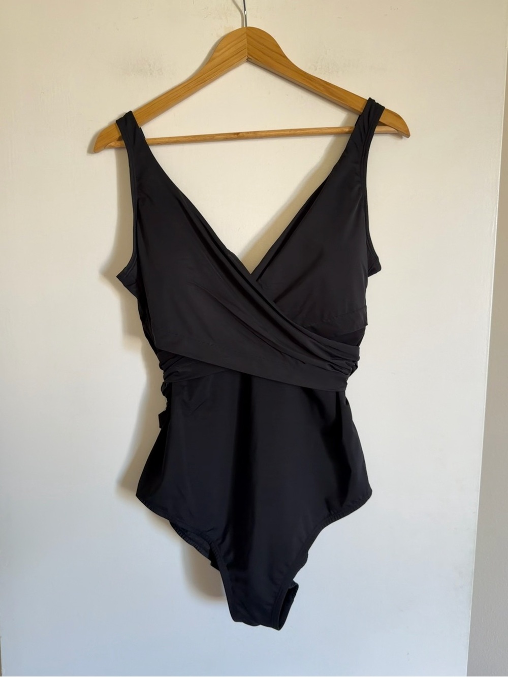 Lands' End Black Faux-Wrap One-Piece Swimsuit - Picture 3 of 6